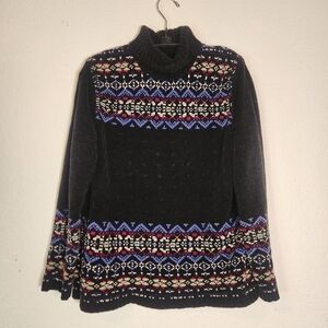 Women's Black Patterned Chinelle Sweater, Size S